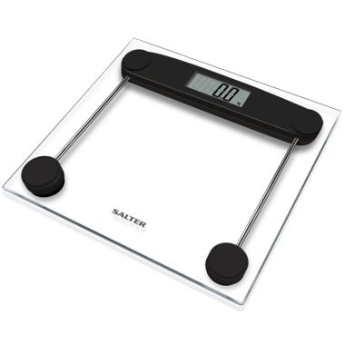 Salter Compact Glass Digital Bathroom Scales - Black/Clear