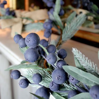 Blueberry Garland with Pine and Bow - 1.8m