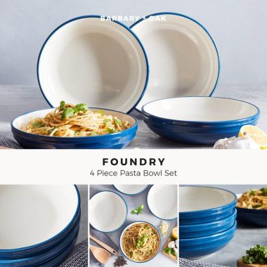 Tower Barbary & Oak Foundry Pasta Bowl, Set of 4 – Limoges Blue