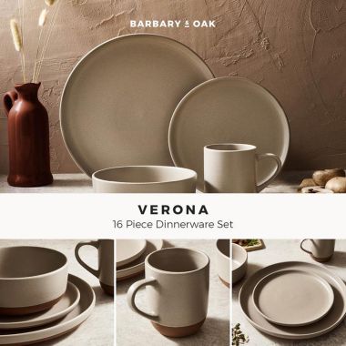 Barbary & Oak Verona 16 Piece Dinnerware Set – Stone
