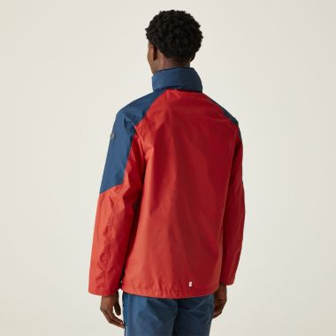 Regatta Men's Calderdale V Waterproof Shell Hooded Jacket - Danger Red/Moonlight Denim