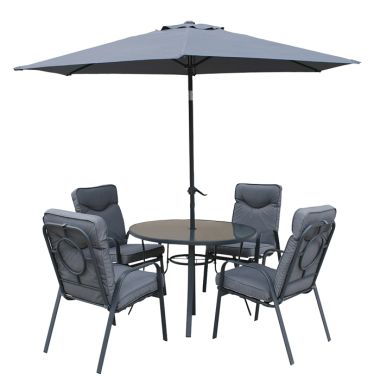 Candosa 4 Seater Round Dining Set with Parasol