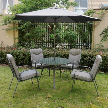 Candosa 4 Seater Round Dining Set with Parasol
