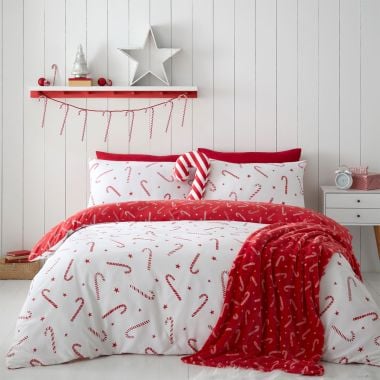 Catherine Lansfield Christmas Candy Cane Duvet Set 