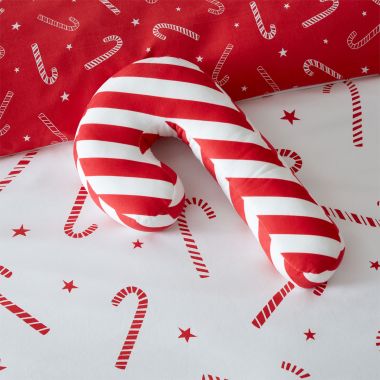 Catherine Lansfield Candy Cane Cushion - Red 