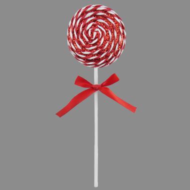 Red & White Tinsel Swirl Lolly Decoration - 30cm