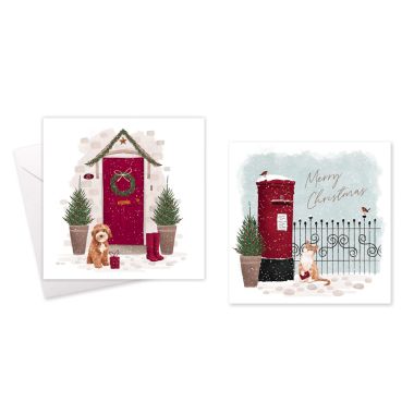 Snowy Door and Post-box Scenes Cards - 10 pack