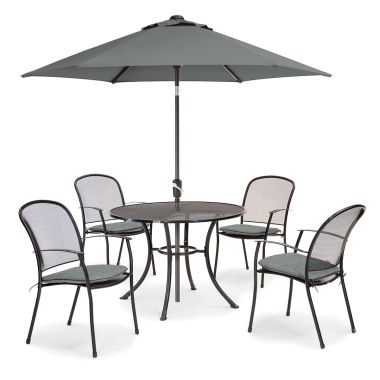 Kettler Caredo 4 Seater Dining Garden Furniture Set with 2.5m Parasol