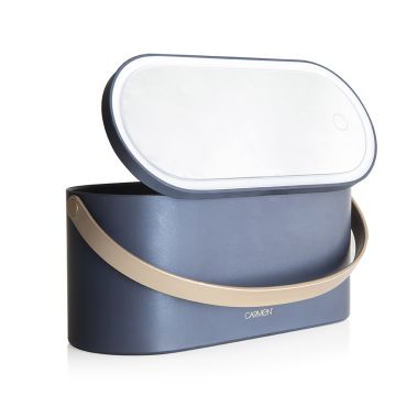 Carmen Portable LED Mirror Cosmetic Storage Case - Midnight Blue