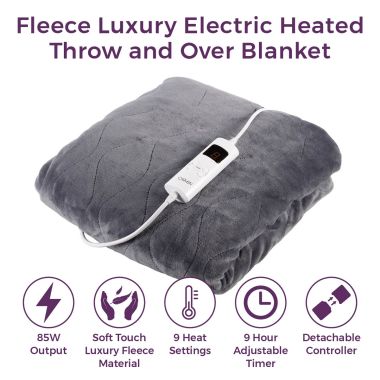 Carmen Fleece Luxury Heated Blanket - Grey
