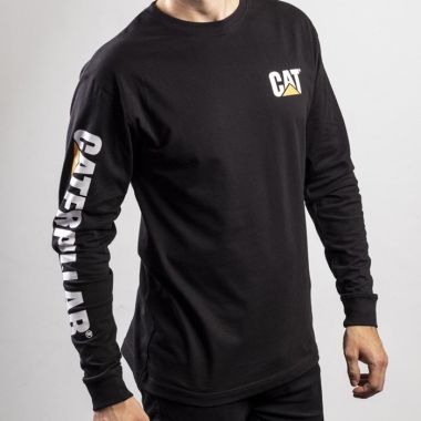 CAT Men’s Trademark Banner Long Sleeve T-Shirt – Black