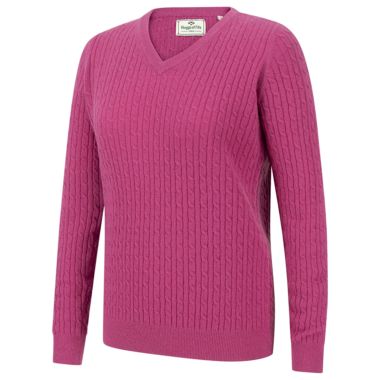 Hoggs of Fife Women's Lauder Cable Pullover - Cerise