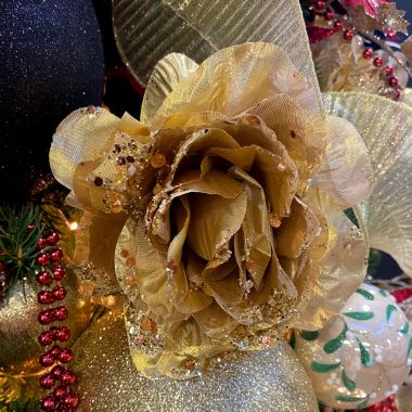Champagne Velvet Rose Clip On Decoration - 10cm
