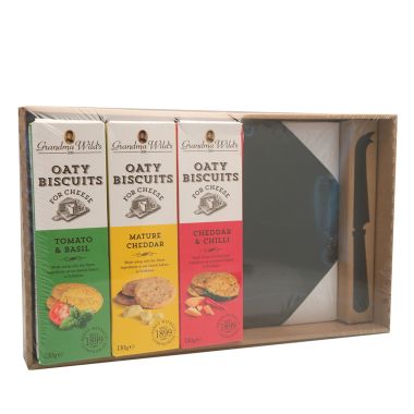 Cheese Slate & Knife with Oaty Biscuit Selection - 390g