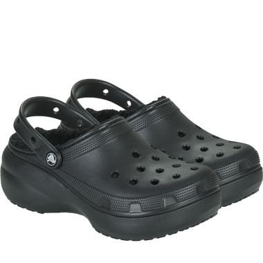 Crocs Women's Classic Platform Lined Clog - Black
