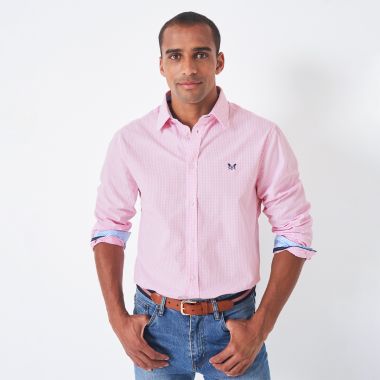 Crew Clothing Men's Micro Gingham Classic Fit Shirt - Classic Pink