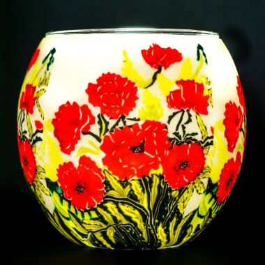 Benaya Art Ceramics Classic Poppies Tealight Holder