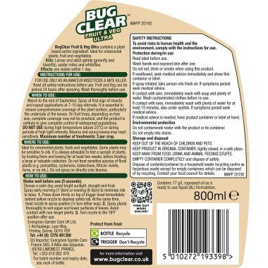 BugClear Fruit & Veg Ready to Use Ultra Inscetiside - 800ml