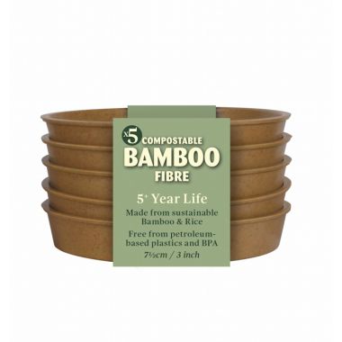 Haxnicks 3” Compostable Bamboo Plant Saucers, Pack of 5 - Terracotta