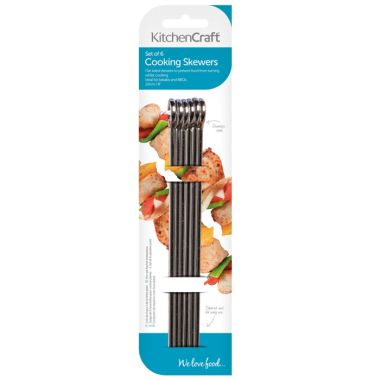 KitchenCraft Flat Sided Skewers, 20cm - Pack of 6