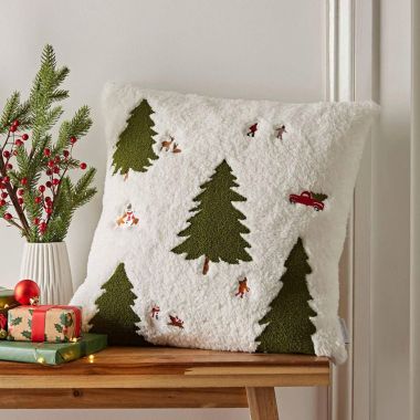 Catherine Lansfield Boucle Christmas Tree Cushion - White