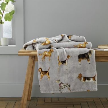 Catherine Lansfield Country Dogs Throw - Natural