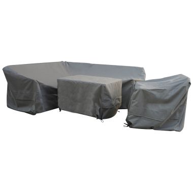 Bramblecrest Amsterdam 8 Seater Corner Lounge Set with Fire Pit Protective Covers