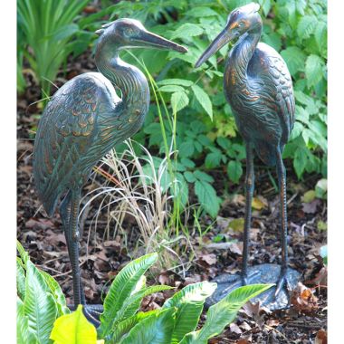 Home & Garden Standing Cranes Garden Ornament - Set of Two