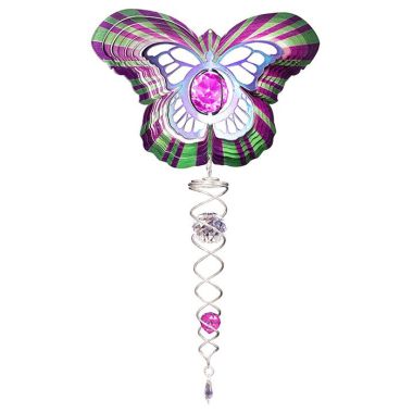 Spin Art Crystal Butterfly Spinner with Crystal Tail - Purple