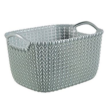 Curver Knit Rectangular Storage Basket - 8 Litre, Misty Blue