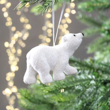 Decoris Glittered Polar Bear Decoration
