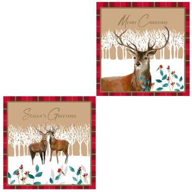 Tartan Stag Christmas Cards - Pack of 12