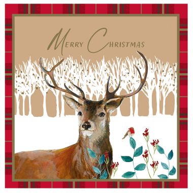 Tartan Stag Christmas Cards - Pack of 12