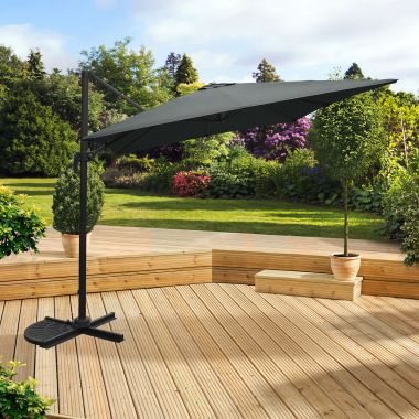 Pagoda Deluxe Overhanging Square Parasol, 2.5m - Charcoal Grey