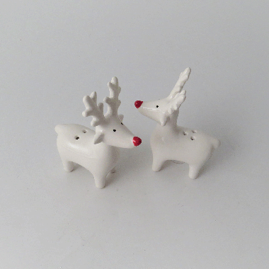 Reindeer Salt and Pepper Shakers Set- White