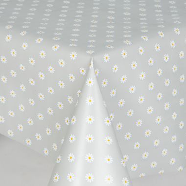 Doreen Preston & Son Round PVC Table Cover, 137cm - Grey Daisy