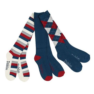 Dublin 3 Pack Socks – Navy & Red