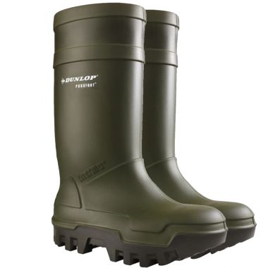 Dunlop Purofort Thermo Plus Full Safety Wellington Boots - Green