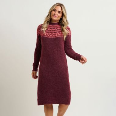 Brakeburn Women's Fairisle Pop Knitted Midi Dress - Burgundy