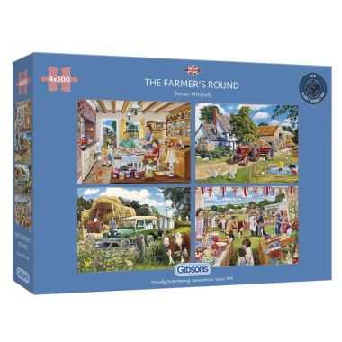 Gibsons The Farmer's Round Jigsaw Puzzle - 4 x 500 Piece