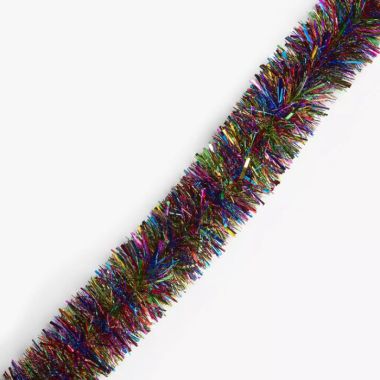 Multicoloured Rainbow Stripe Tinsel - 2m