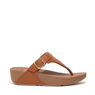 FitFlop Women’s Lulu Leather Toe-Post Sandals – Light Tan