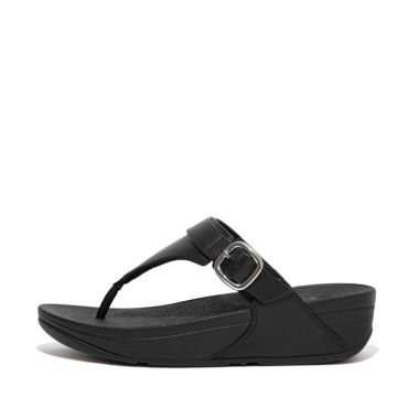 FitFlop Women’s Lulu Leather Toe-Post Sandals – Black