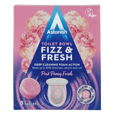 Astonish Toilet Bowl Fizz & Fresh Tablets, Pink Peony Fresh - 8 Pack
