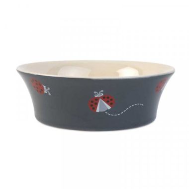 Zoon Flared Ladybird Ceramic Cat Bowl - 15cm
