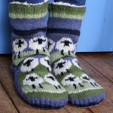 Pachamama Women's Flock of Sheep Slipper Socks