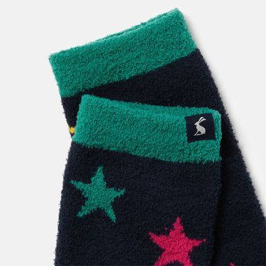 Joules Women’s Fluffy Socks – Navy Multi Stars