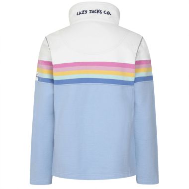 Lazy Jacks Women's Full Zip Striped Sweatshirt - Sky