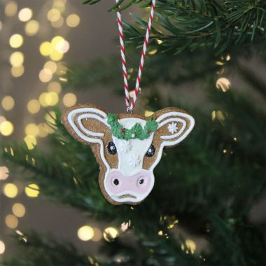 Gingerbread Cow Bauble - 4cm