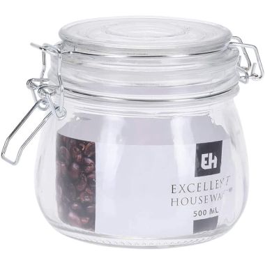 Excellent Housewares Glass Jar with Glass Lid - 500ml